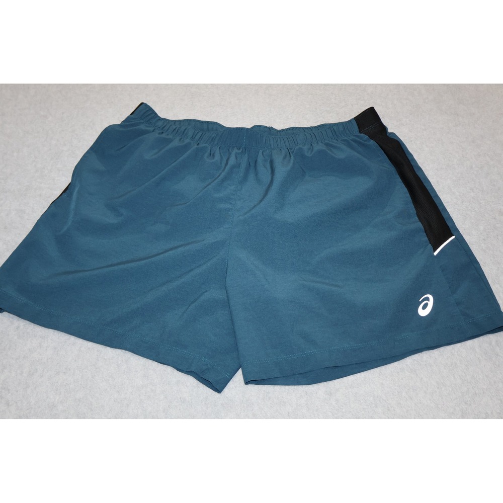 ASICS Lined Running Shorts Mens XL Blue Black Athletic Gym Training 6" Inseam